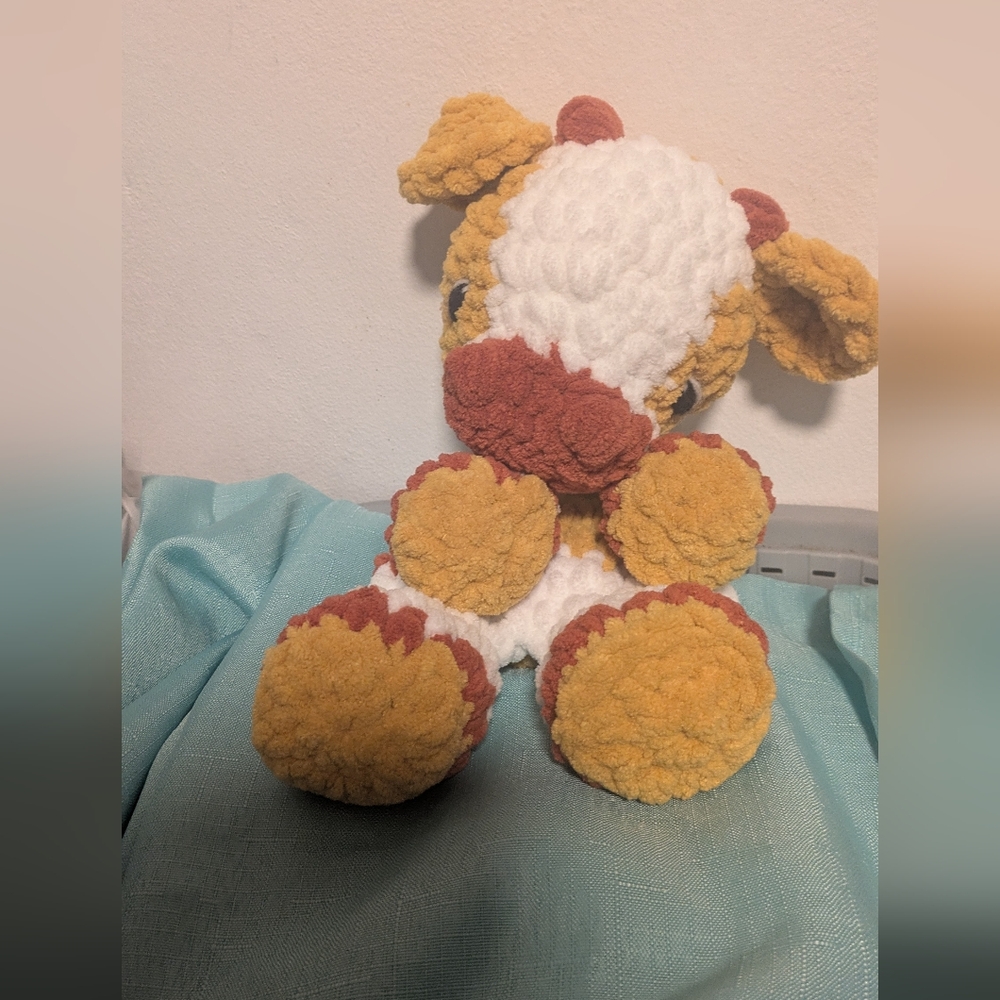 Plush Cow Toy in Yellow and White